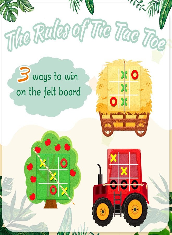Wiwiqing 24 Pack Tic Tac Toe Farm Party Favors, Felt Travel Board Games Farm Animals Goodie Bags Stuffers Barnyard Cow Pig Sheep Strategic Toys for Birthday Gifts Prizes Themed Party Supplies - Image 4