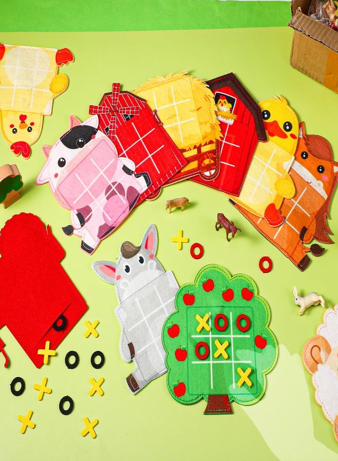 Wiwiqing 24 Pack Tic Tac Toe Farm Party Favors, Felt Travel Board Games Farm Animals Goodie Bags Stuffers Barnyard Cow Pig Sheep Strategic Toys for Birthday Gifts Prizes Themed Party Supplies - Image 5