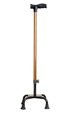 MUBBA 4 Leg Walking Stick Height Adjustable Iron Stick Quadripod Stick Four Leg Brown - Image 3