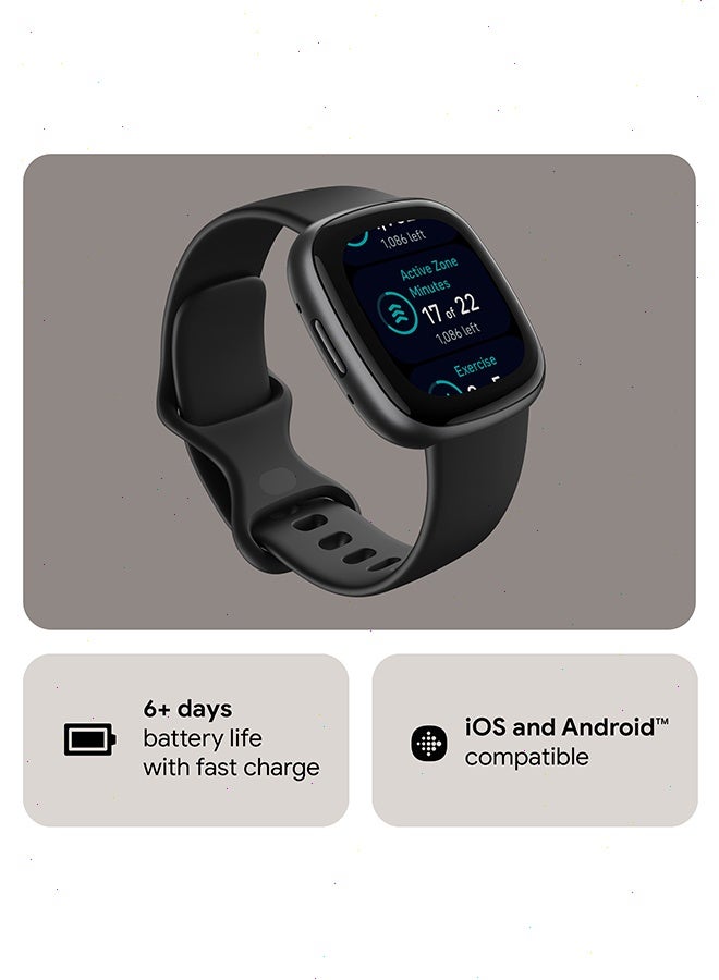 FitBites Fitbit Versa 4, Health & Fitness Smartwatch with Built-in GPS and Up To 6+ Days Battery Life, 6-months Premium Membership Included, compatible with Android and iOS Black/Graphite  Electronic Accessories > Wearables > Smartwatch - Image 2