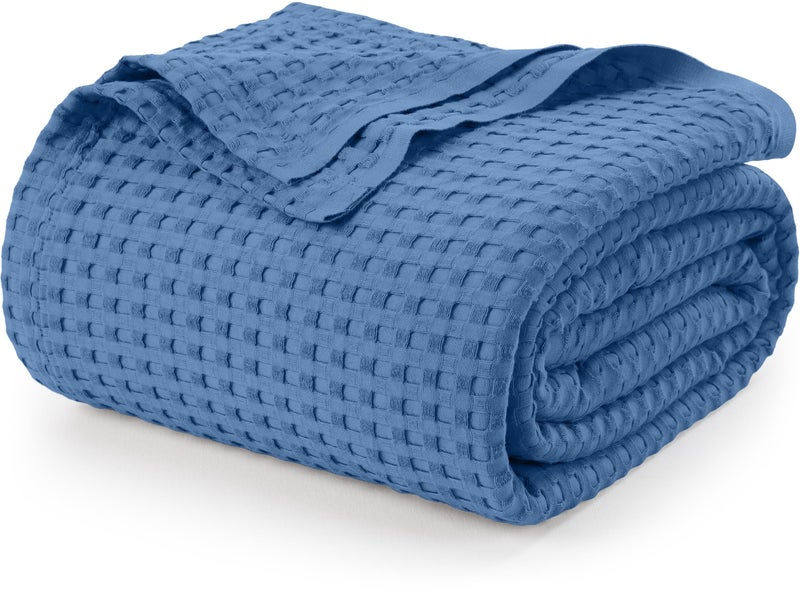 بطانية ويدج وود من يوتوبيا bedding 100 قطن بتصميم وافل 300 غم كوين 90x90 بوصة ناعمة وخفيفة الوزن وقابلة للتنفس لجميع الفصول