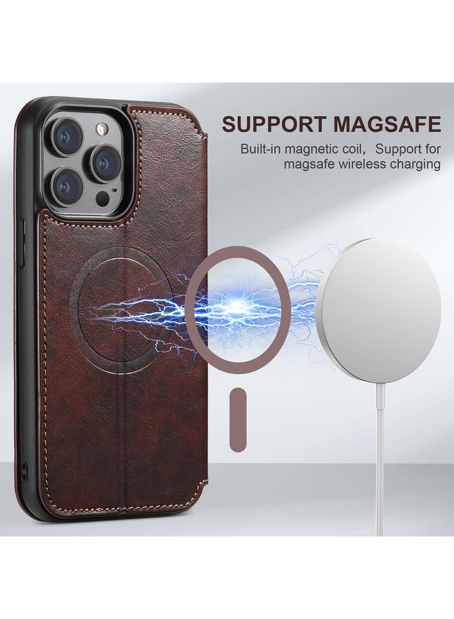 Suteni Case For iPhone 16 J05 Leather Magnetic MagSafe Phone Case - Image 3