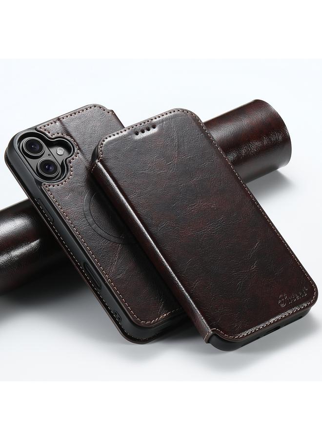 Suteni Case For iPhone 16 J05 Leather Magnetic MagSafe Phone Case - Image 1