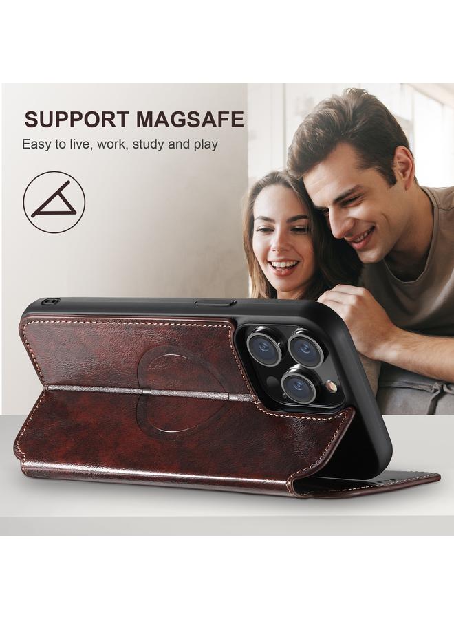 Suteni Case For iPhone 16 J05 Leather Magnetic MagSafe Phone Case - Image 5