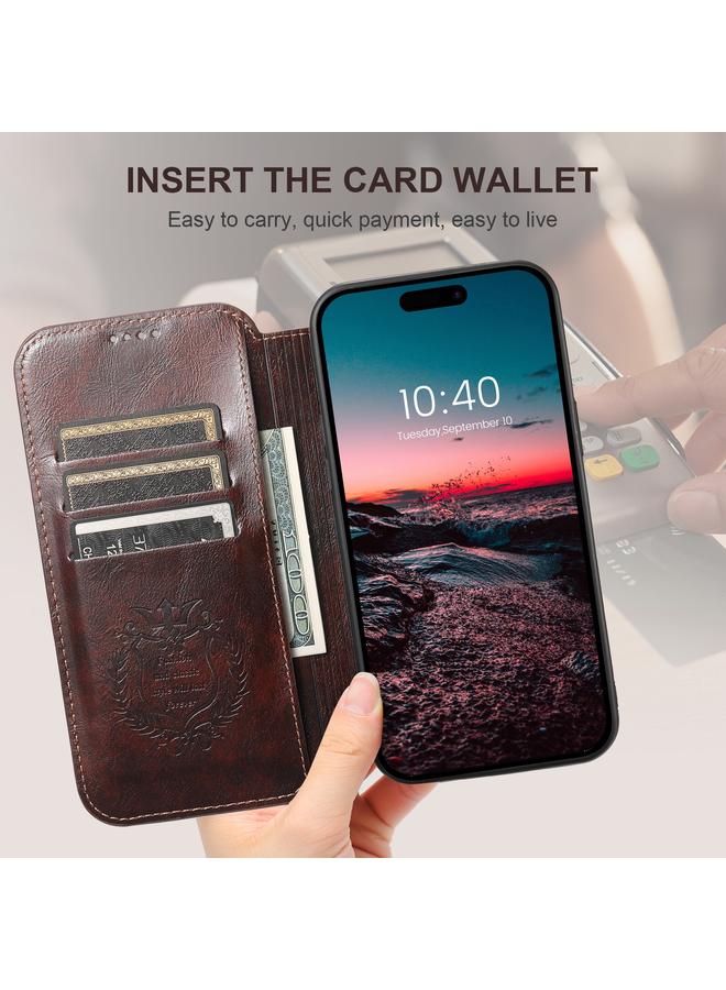 Suteni Case For iPhone 16 J05 Leather Magnetic MagSafe Phone Case - Image 4