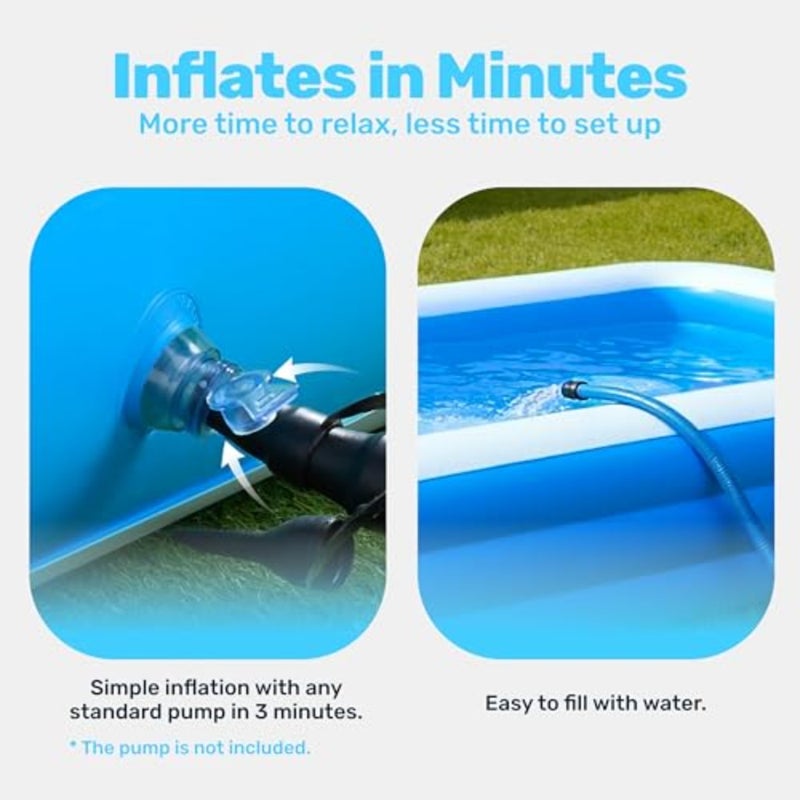 Inflatable Swimming Pool with Seats, 120" x 72" x 22" Full-Sized Blow Up Durable Thickened Above Ground Family Pool for Summer Water Party Backyard Garden Lawn, Blue - Image 3