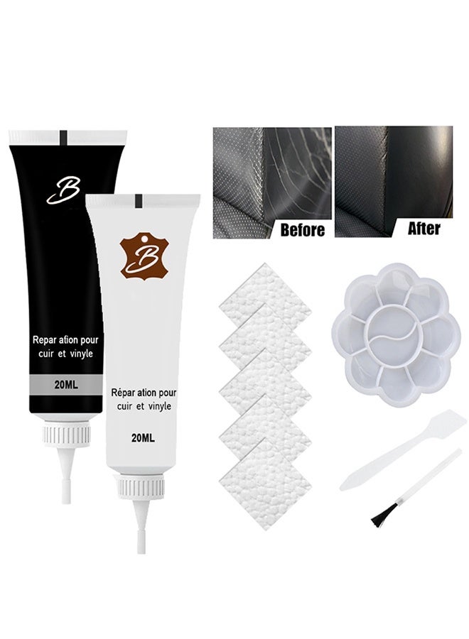رايهونغ طقم إصلاح الجلود ، للأثاث طقم إصلاح الأريكة الجلدية المقاومة للماء ، كرسي خدش لون مرمم مزيل البقع متعدد الأغراض جل إصلاح الجلود # أبيض وأسود - Image 1