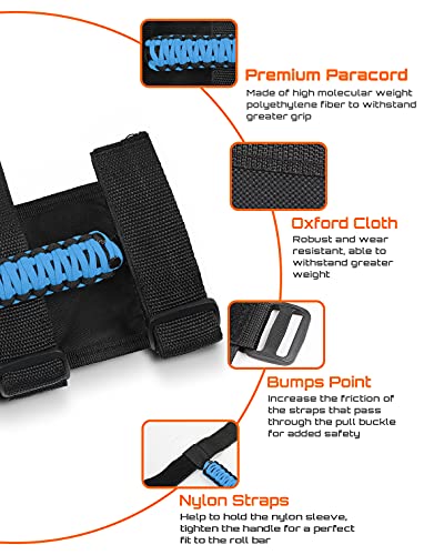 Savadicar 4 x Roll Bar Grab Handles Grip Handle for Jeep Wrangler CJ YJ TJ JK JL & Gladiator JT 1955-2023, Interior Accessories, Blue - Image 5
