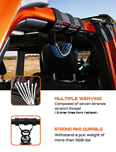 Savadicar 4 x Roll Bar Grab Handles Grip Handle for Jeep Wrangler CJ YJ TJ JK JL & Gladiator JT 1955-2023, Interior Accessories, Blue - Image 3