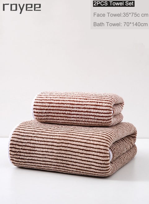 2Pcs Adult Bath Towel Set With Face Towel, Quik Dry Coral Fleece Beach Towels For Man and Woman(35*75cm+70*140cm)