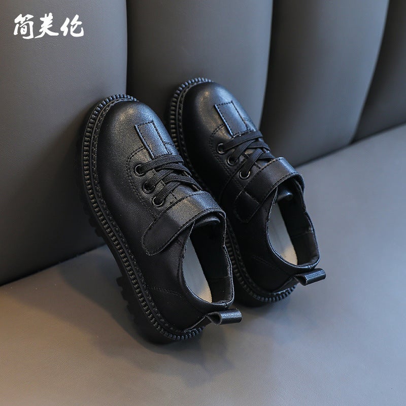 2025 Autumn New Pure Leather Children'S Shoes Outdoor Casual Easiest For Match Leather Shoes Women'S Low-Top Soft Sole Plaid Anti-Slip Shoes For Men - Image 3