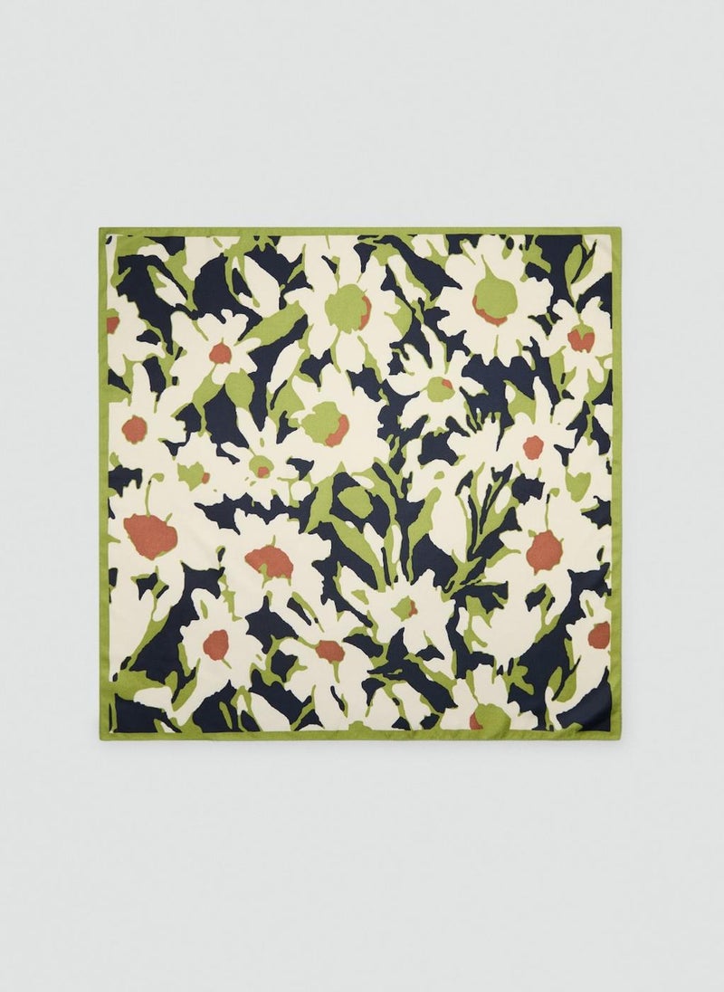 MANGO Floral Print Satin Scarf  - Image 1