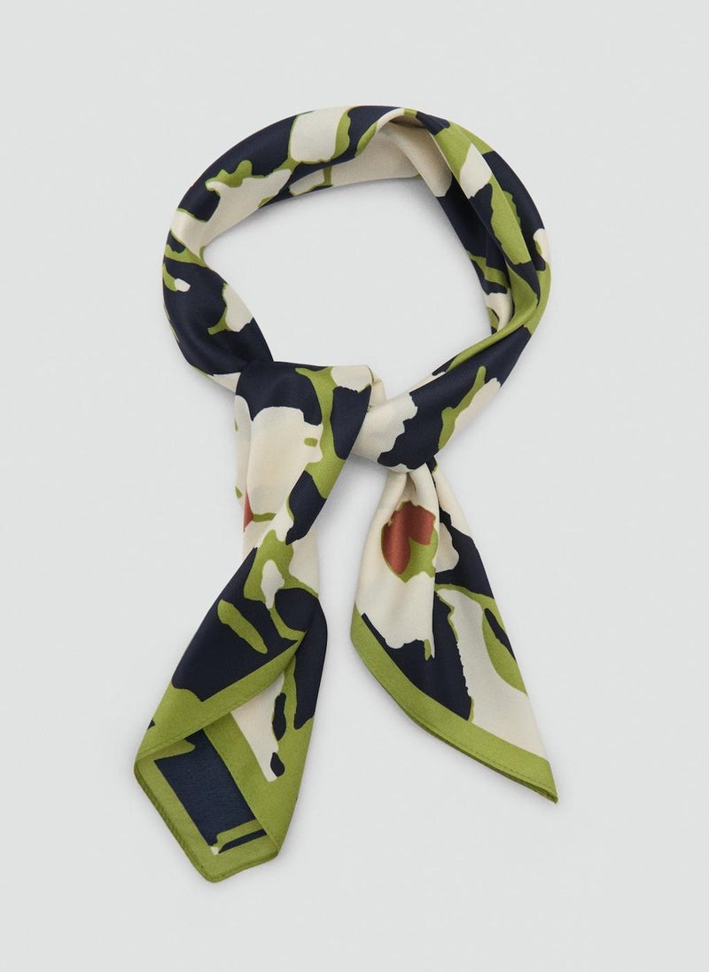 MANGO Floral Print Satin Scarf  - Image 2