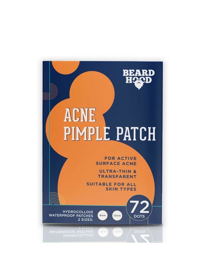 Beardhood Acne Pimple Patch | 72 Hydrocolloid Waterproof Patches | For Active Surface Acne | Absorbs Pimple Overnight, Reduces Excess Oil | For All Skin Types - Image 1