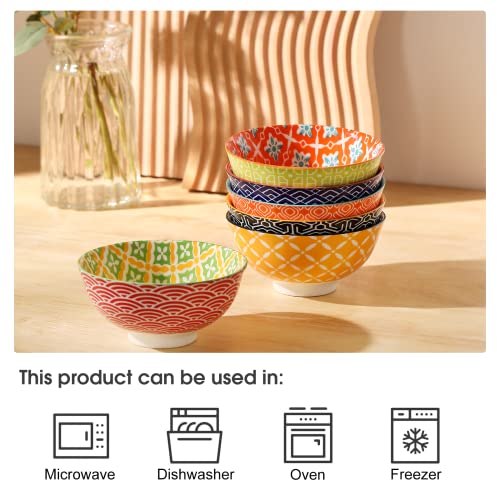 Metahom Dessert Bowls, Small Colorful Bowls 10 Oz, Ceramic Bowl Set for Ice Cream, Decorative Bowls for Snack Soup Condiments, Side Dishes, Set of 6 - Image 4