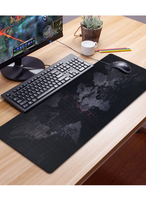 Gaming Mouse Pad World Map Design Keyboard Laptop Computer PC Gamers Pad Large Rubber Waterproof Non-Slip Home Office Desk Mat