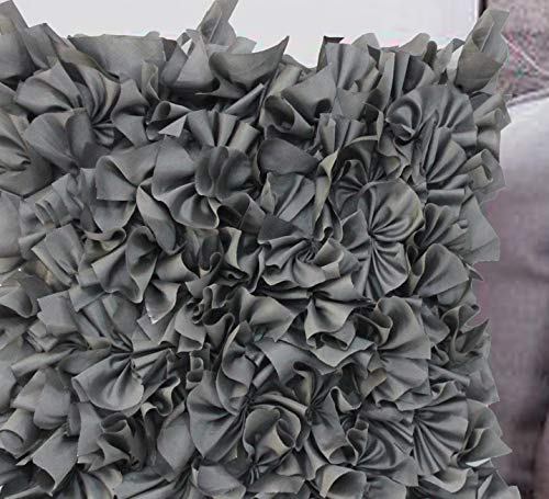Dekor World Silk Ruffle Tikal Cushion Cover (Grey, Sham: 60x60cm or 24x24 Inches) - Image 2