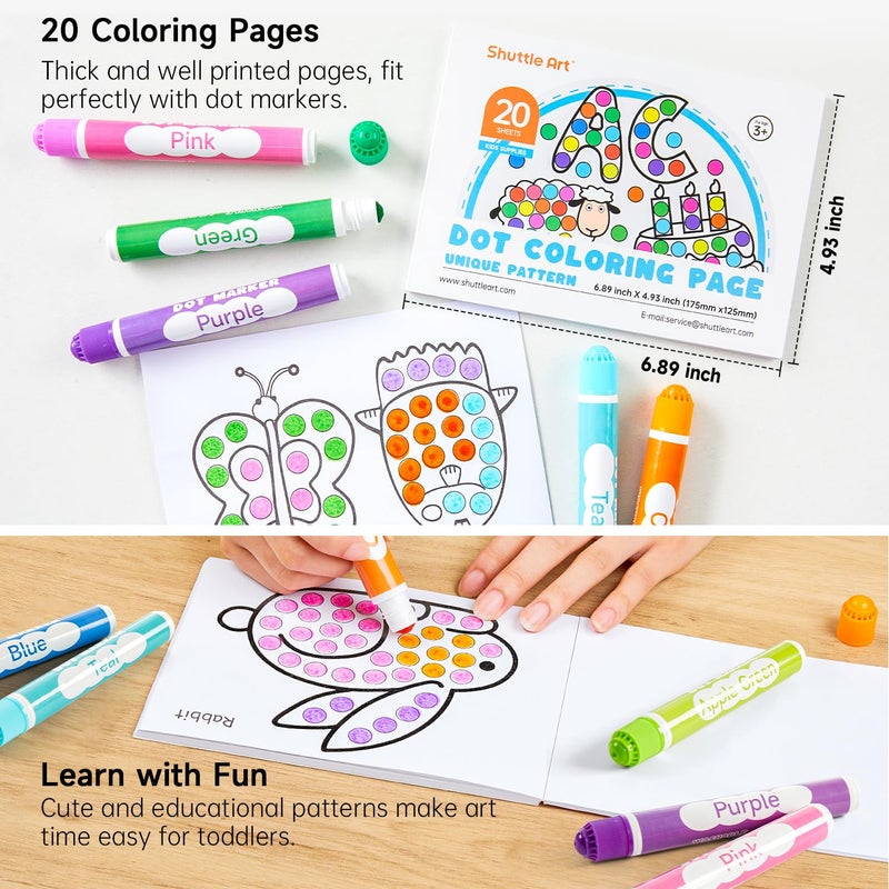 Shuttle Art Dot Markers, 30 Colors Washable for Toddlers with Free Activity Book, Bingo Daubers Supplies for Kids Preschool Children, Non Toxic Water-Based Dot Art Markers - Image 5