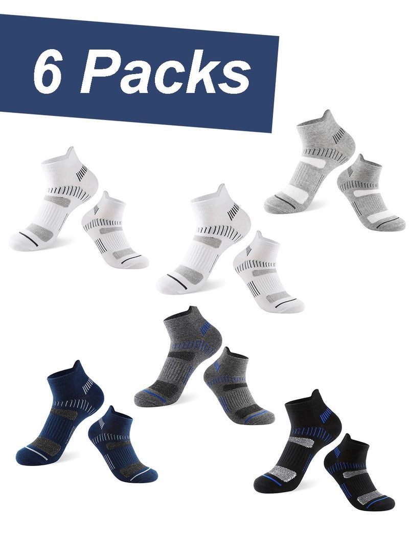 ALPNEGINE Men's Athletic Socks (6 Pairs), Cushioned Breathable Low Cut Socks With Arch Support, Moisture Wicking, High Stretch And Odor Resistance For All Season  - Image 2