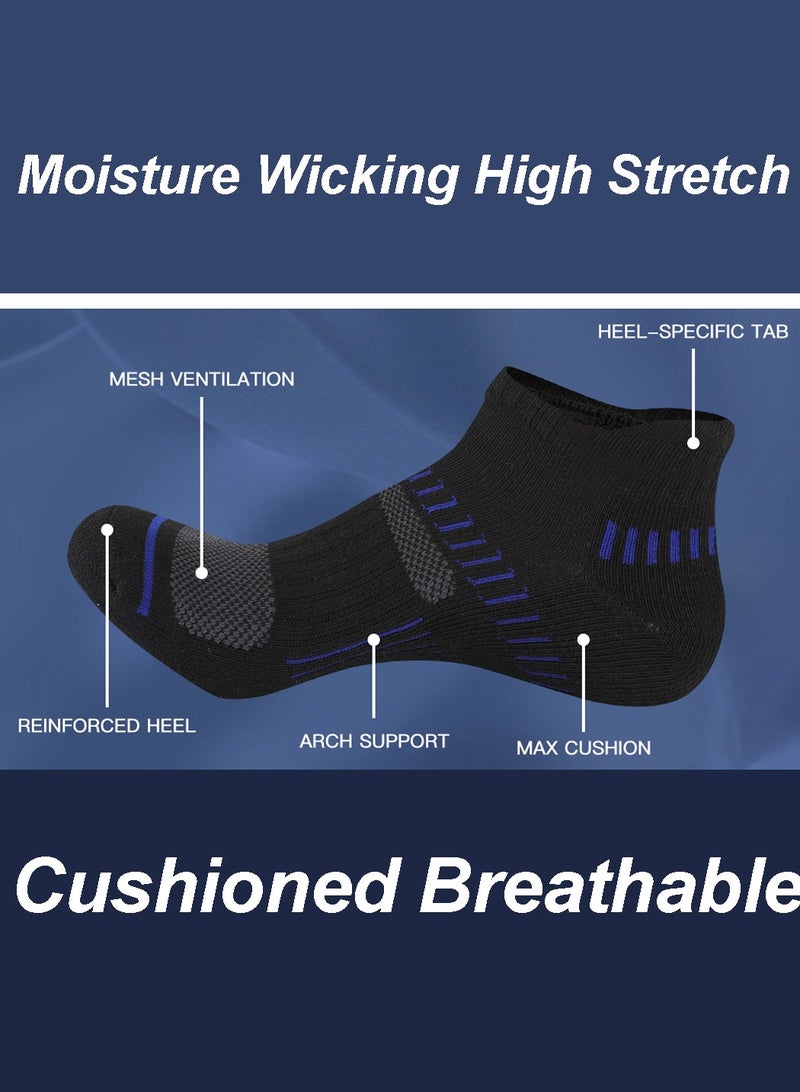ALPNEGINE Men's Athletic Socks (6 Pairs), Cushioned Breathable Low Cut Socks With Arch Support, Moisture Wicking, High Stretch And Odor Resistance For All Season  - Image 3