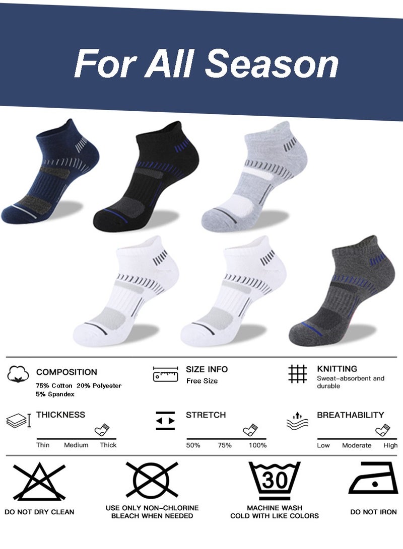 ALPNEGINE Men's Athletic Socks (6 Pairs), Cushioned Breathable Low Cut Socks With Arch Support, Moisture Wicking, High Stretch And Odor Resistance For All Season  - Image 4