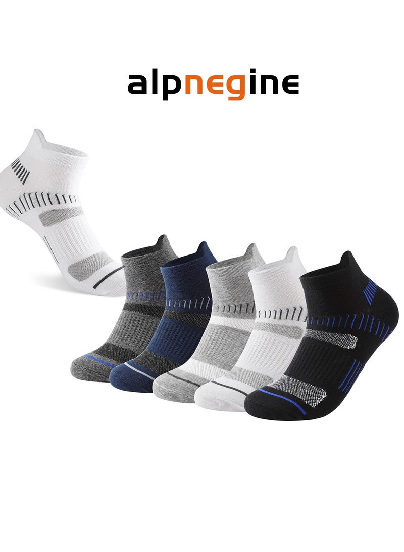 ALPNEGINE Men's Athletic Socks (6 Pairs), Cushioned Breathable Low Cut Socks With Arch Support, Moisture Wicking, High Stretch And Odor Resistance For All Season  - Image 1