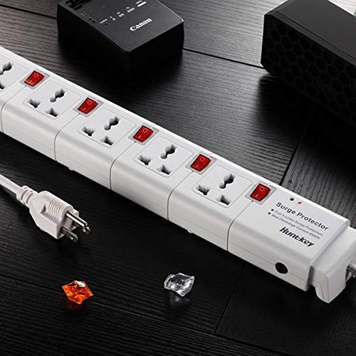 HuntKey HuntKey PVC 5 Socket Surge Protector with Individual Switches Overload Protection Copper Material Body and Smart IC Technology Extension Cord White  - Image 2