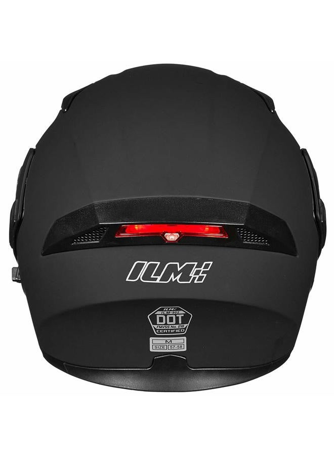 ILM Motorcycle Dual Visor Flip up Modular Full Face Helmet DOT LED Light Model 902L (M, Matte Black - LED) - Image 5