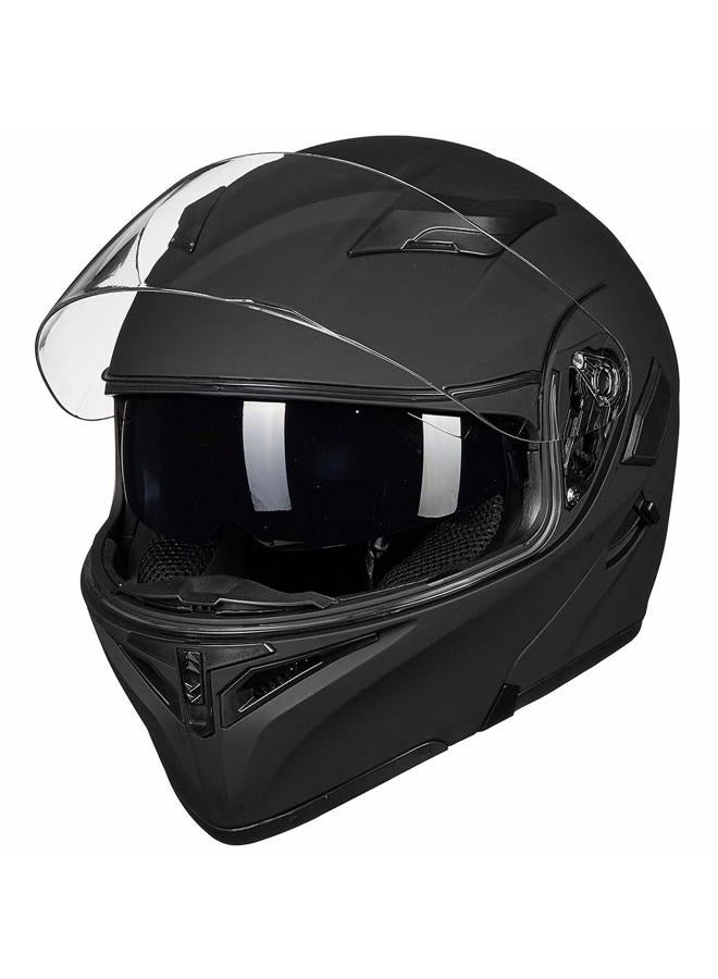 ILM Motorcycle Dual Visor Flip up Modular Full Face Helmet DOT LED Light Model 902L (M, Matte Black - LED) - Image 3