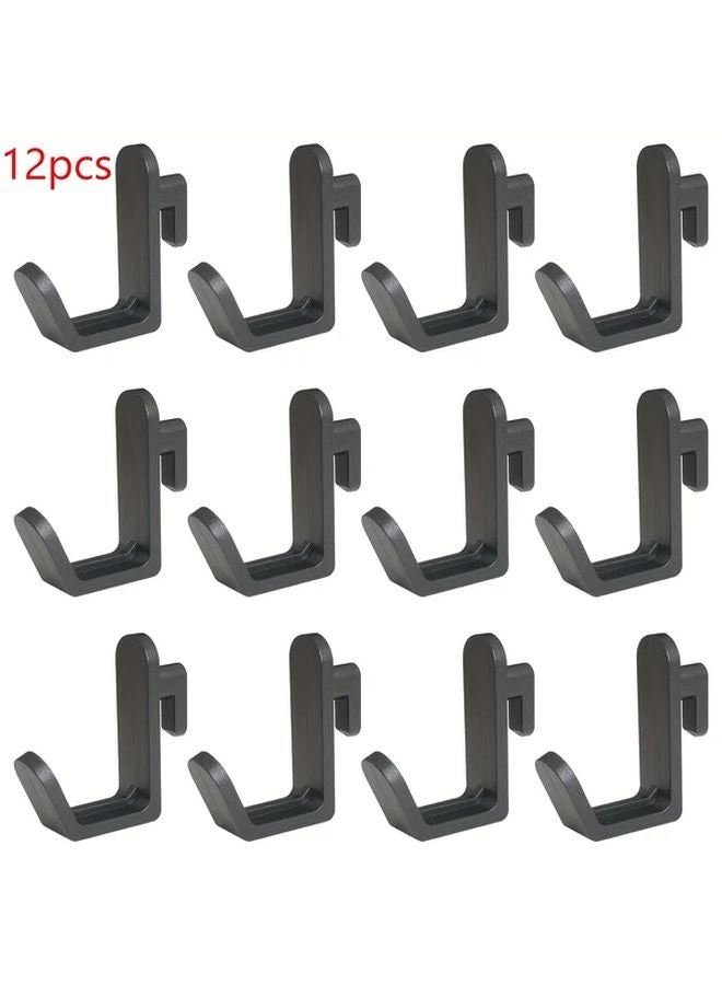 Black Metal Pegboard J Hooks Wall Mounted Tool Storage Garage Workshop Organizer - Image 1