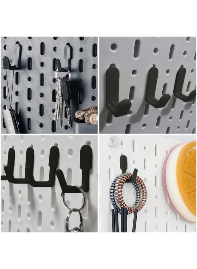 Black Metal Pegboard J Hooks Wall Mounted Tool Storage Garage Workshop Organizer - Image 3