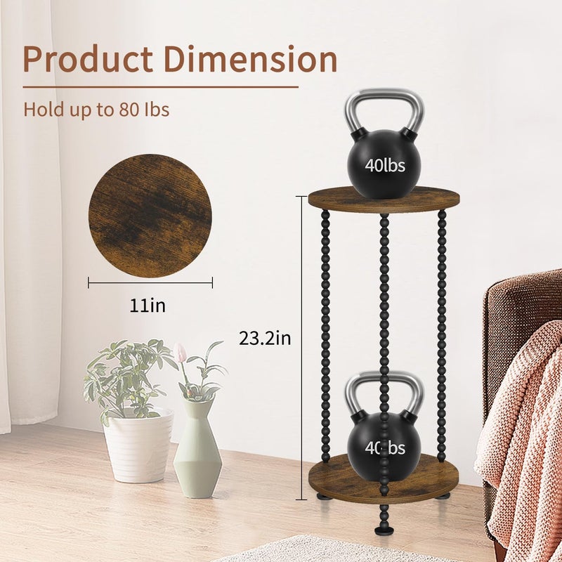 YINMIT Plant Stands Indoor, 2 Tier Small Plant Stand, Round Flower Pot Stand, Corner Plant Stands for Indoor Plants, Plant Tables Indoor, Planter Pot Holder for Balcony Garden Patio Living Room - Image 2