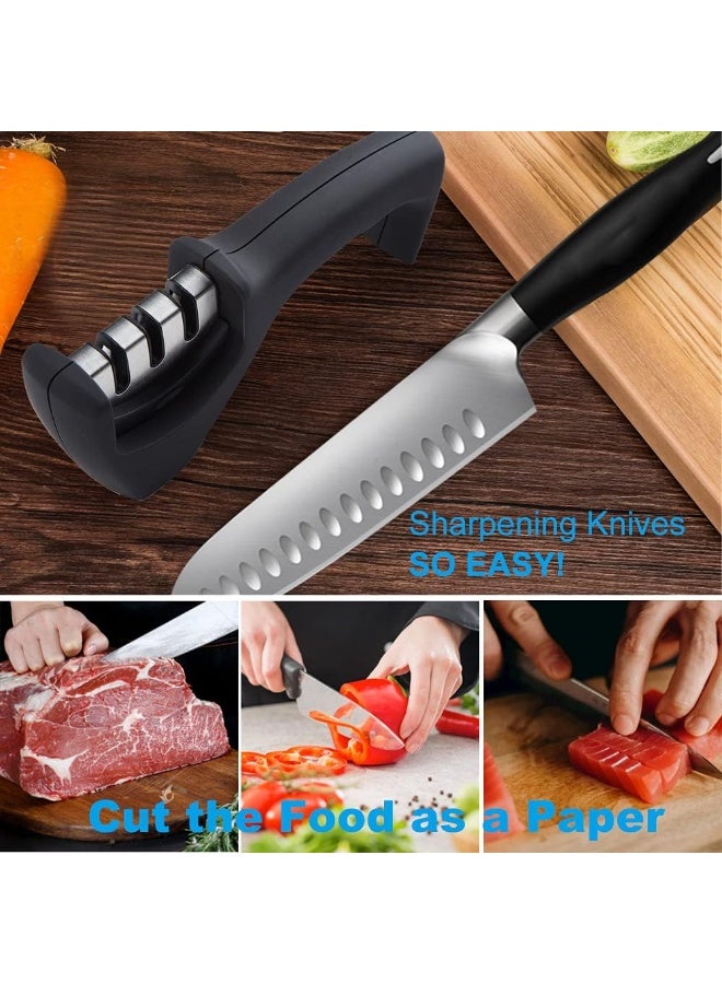 Beauenty Professional Knife Sharpener, 3 Stage Manual Sharpeners for Sharpening Kitchen Knives, Ingenious Sharpening Tool with Anti-slip Base and Ergonomic Design. For Home Cooking and Chef. - Image 4