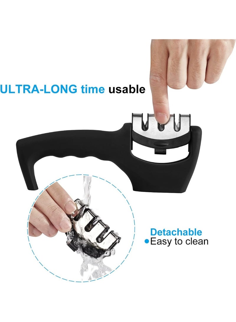 Beauenty Professional Knife Sharpener, 3 Stage Manual Sharpeners for Sharpening Kitchen Knives, Ingenious Sharpening Tool with Anti-slip Base and Ergonomic Design. For Home Cooking and Chef. - Image 5