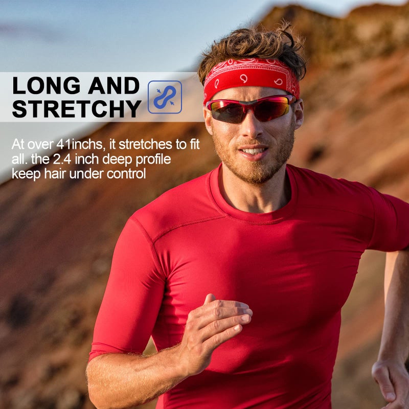 Jutom 4 Pieces Tie Headbands for Men Women Sports Bandana Hair Band Camo Headbands Elastic Sweat Wicking Karate Adjustable Non Slip Hairband for Yoga Workout Running(Classic Color,Retro Style) - Image 5