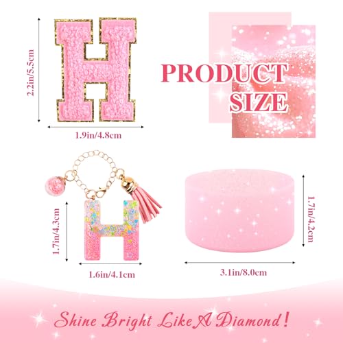 Lingdeer Pink Cup Accessories Set for Stanley 30OZ & 40OZ Tumbler with Handle, Letter Charms, Bow & Diamond Straw Covers, Glitter Silicone Boot, Personalized Sticker for Stanley Cup Accessories (H) - Image 2