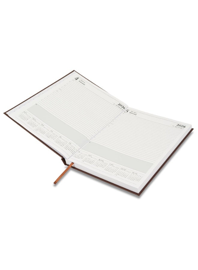 FIS 2026 Diary, A4 Size Diary(210x297mm), Hard Cover Vinyl Materials, 1 Day a Page, English, 60gsm White Paper, Chocolate Color-FSDI41E26CH - Image 3