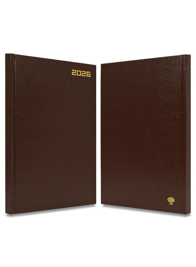FIS 2026 Diary, A4 Size Diary(210x297mm), Hard Cover Vinyl Materials, 1 Day a Page, English, 60gsm White Paper, Chocolate Color-FSDI41E26CH - Image 2