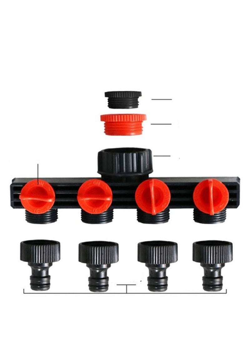 Excefore Garden hose splitter, 4 way heavy duty Outdoor Faucet, 3/4" Tap Y Splitter, ABS Hose Tap Connector with On/Off Valves, Water Hose Splitter for Outdoor, Garden Irrigation, Home  - Image 3