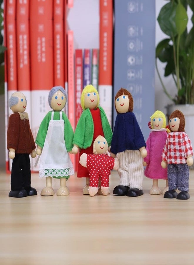 HYSTYLE 12 Pieces Wooden Dollhouse Family Set with Dog Cat Mini People Figures Dollhouse Dolls Wooden Doll Family Pretend Play Figures Accessories for Pretend Dollhouse (Style 1) - Image 4