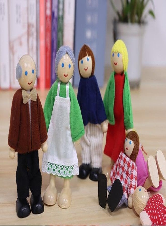 HYSTYLE 12 Pieces Wooden Dollhouse Family Set with Dog Cat Mini People Figures Dollhouse Dolls Wooden Doll Family Pretend Play Figures Accessories for Pretend Dollhouse (Style 1) - Image 5