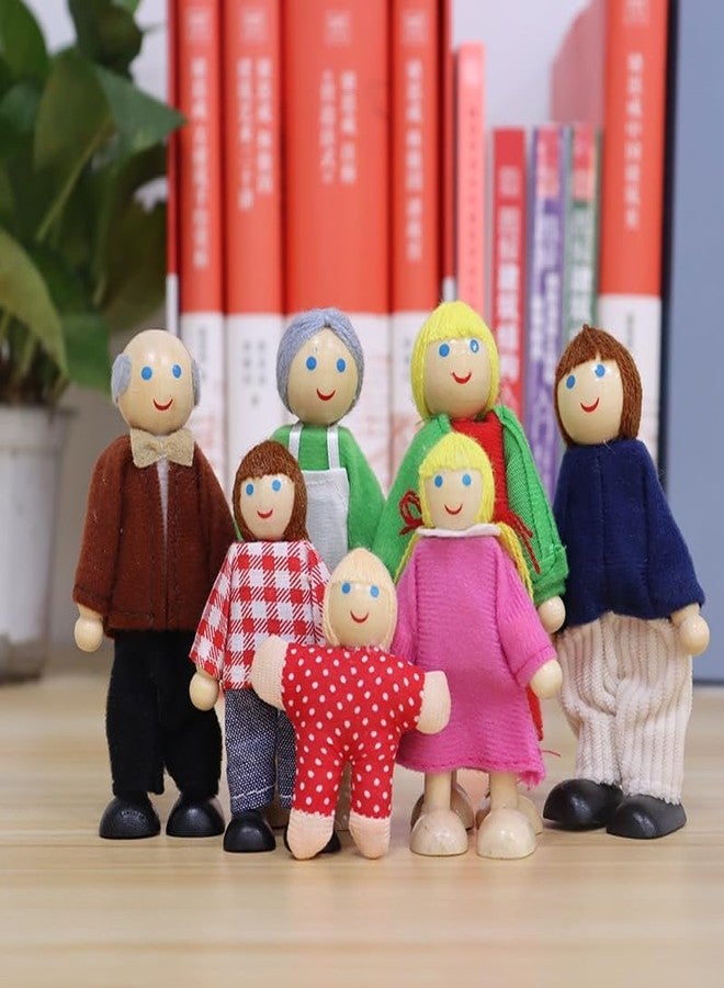 HYSTYLE 12 Pieces Wooden Dollhouse Family Set with Dog Cat Mini People Figures Dollhouse Dolls Wooden Doll Family Pretend Play Figures Accessories for Pretend Dollhouse (Style 1) - Image 3