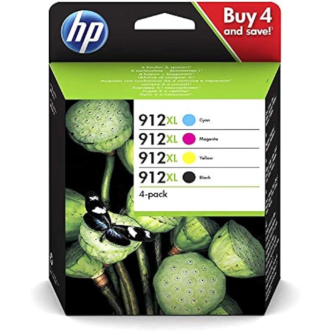 912XL 3YP34AE SET OF 4 ORIGINAL CARTRIDGES XL FILL FOR OFFICEJET PRO 8010, 8012, 8014, 8015, 8020, 8022, 8023, 8024, 8025