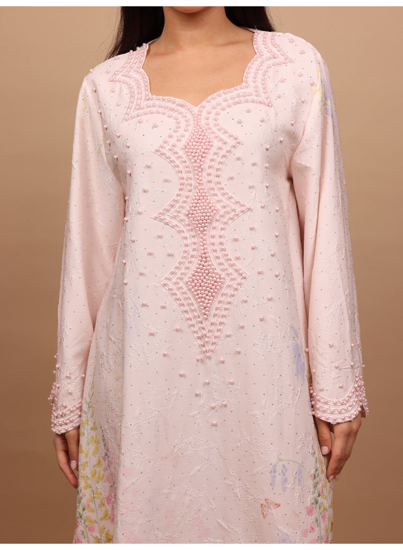 اكسا جلابية روز بيرل IK5023 وردي - Image 2