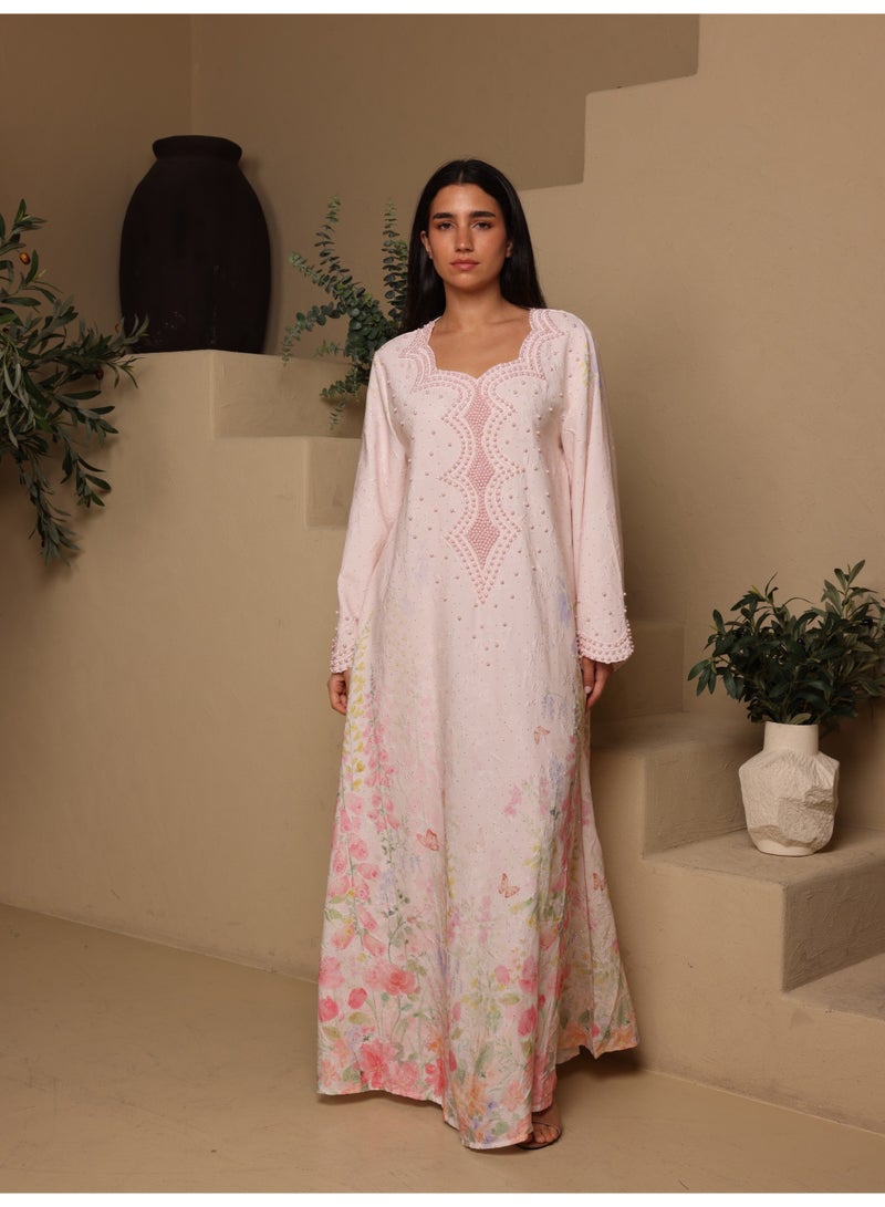 اكسا جلابية روز بيرل IK5023 وردي - Image 1