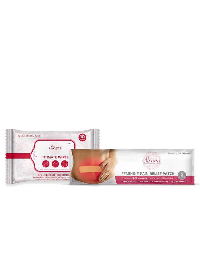 Sirona Combo With Period Pain Relief Patched - 5 Patches And Intimate Wet Wipes - 10 Wipes - Image 1