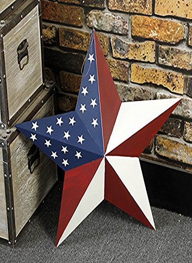 E-view Metal American Flag Barn Star Decor Patriotic Mounted 3D Wall Art July of 4th Decoration 12"-B - Image 4