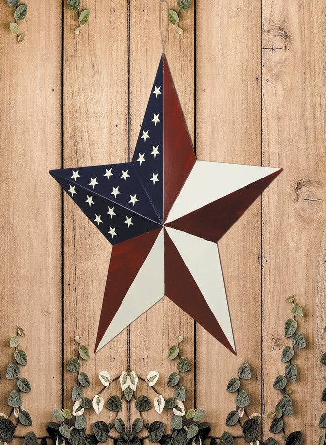 E-view Metal American Flag Barn Star Decor Patriotic Mounted 3D Wall Art July of 4th Decoration 12"-B - Image 5