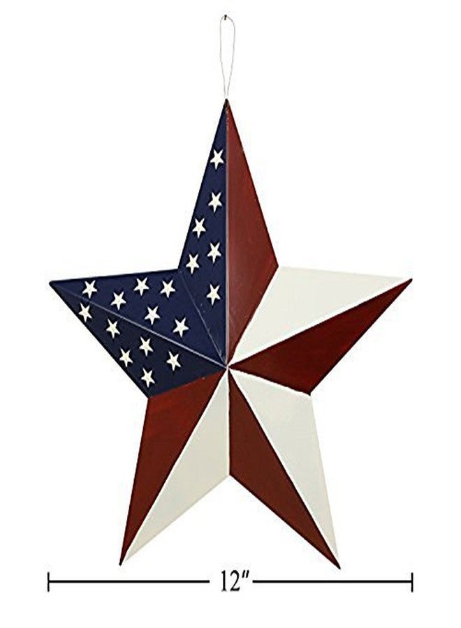 E-view Metal American Flag Barn Star Decor Patriotic Mounted 3D Wall Art July of 4th Decoration 12"-B - Image 3