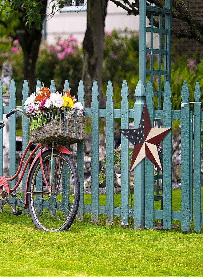 E-view Metal American Flag Barn Star Decor Patriotic Mounted 3D Wall Art July of 4th Decoration 12"-B - Image 2